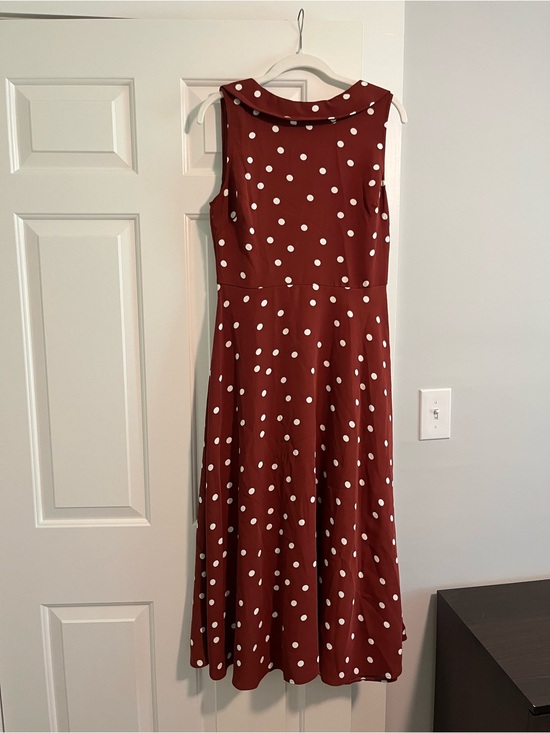 Boden Dresses & Skirts - NWT Boden Brown & White Polka Dot High Neck Collared Midi Dress / Size 6